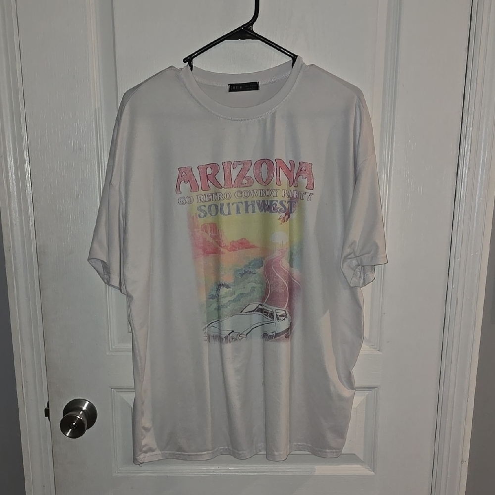 Shein Women's Small Arizona Graphic Tee Short Sleeve White Shirt